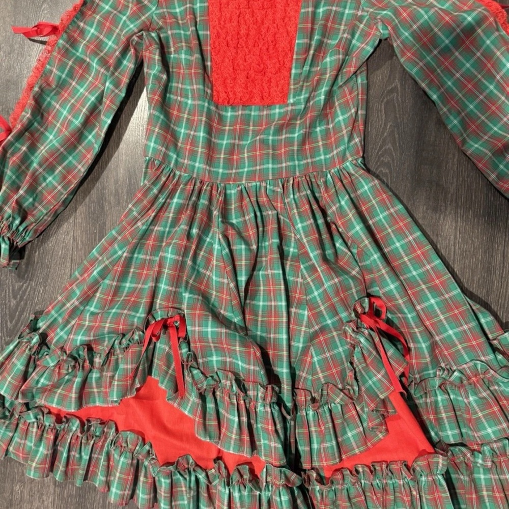 Women’s Homemade Festive Red And Green Plaid Dress No Tag Size Medium
